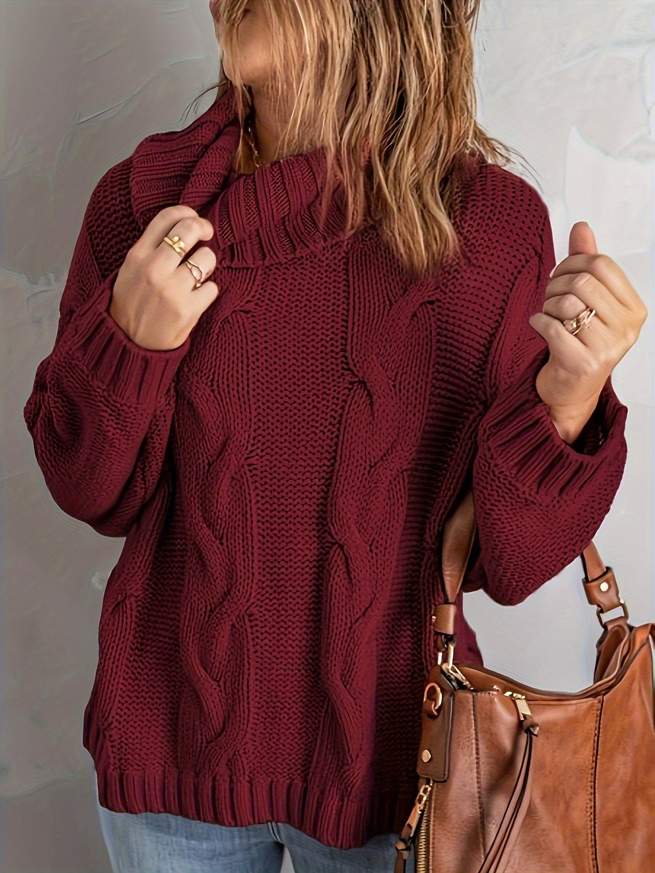 Women's Cable Knit Turtleneck Sweater