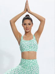 Leopard Print Sports Tank Top Slim Athletic Printed Crew Neck