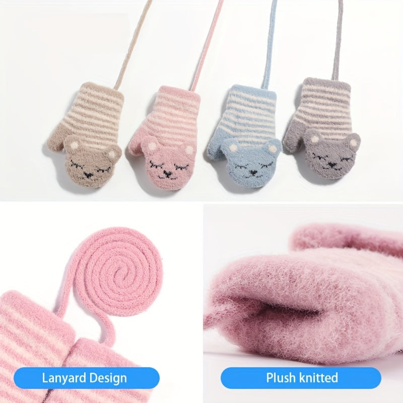 Kids Winter Knit Gloves Boys Girls Christmas Holiday Warm Gloves