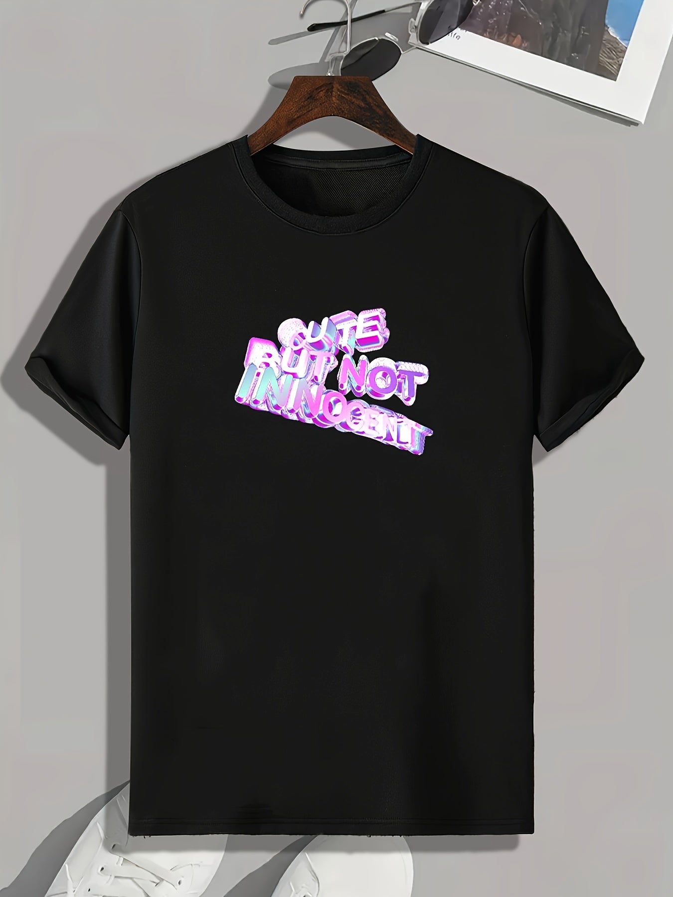 Stylish Letter Print Men's Sports Tee Comfy Fit Graphic Shirt