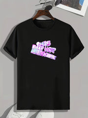 Stylish Letter Print Men's Sports Tee Comfy Fit Graphic Shirt