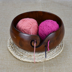 Wooden Yarn Bowl with Holes Crochet Holder Storage Bowls for Knitting