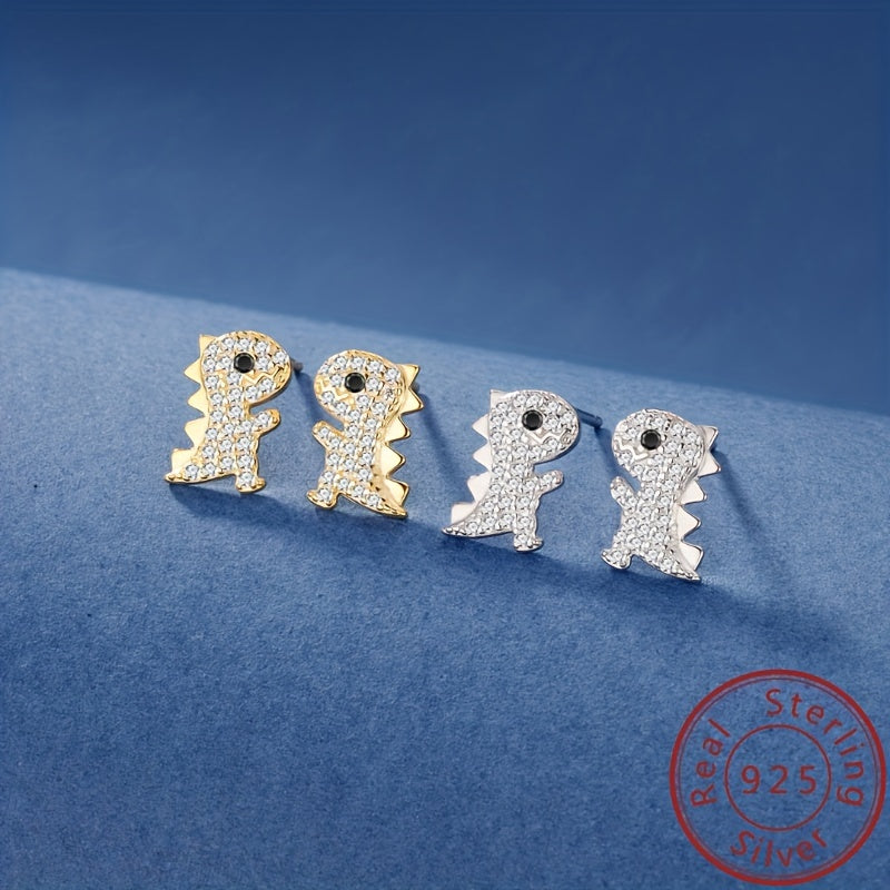 Cartoon Dinosaur 925 Silver Stud Earrings
