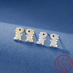 Cartoon Dinosaur 925 Silver Stud Earrings