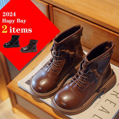 Boys Vintage Lightweight Outdoor Boots, Spring/Autumn Comfortable Solid Boots