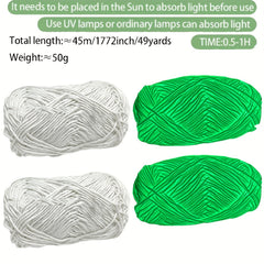 2 Skeins Glow In The Dark Yarn Polyester Luminous Glowing Yarn DIY Hand Knitting