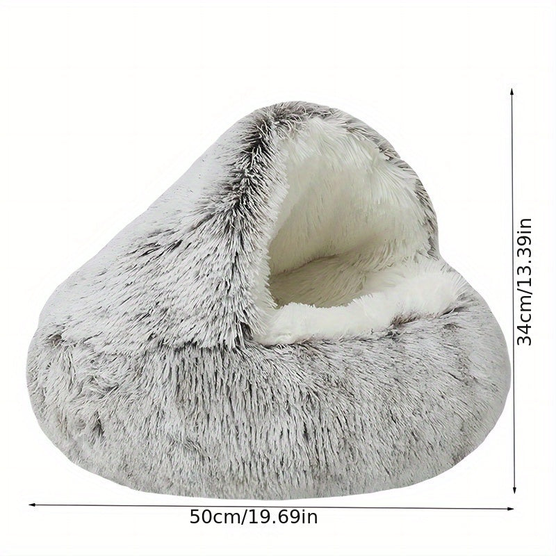 Plush Hooded Cat Bed Cave Comfortable Pet Nest Indoor Cats Small Dog Beds