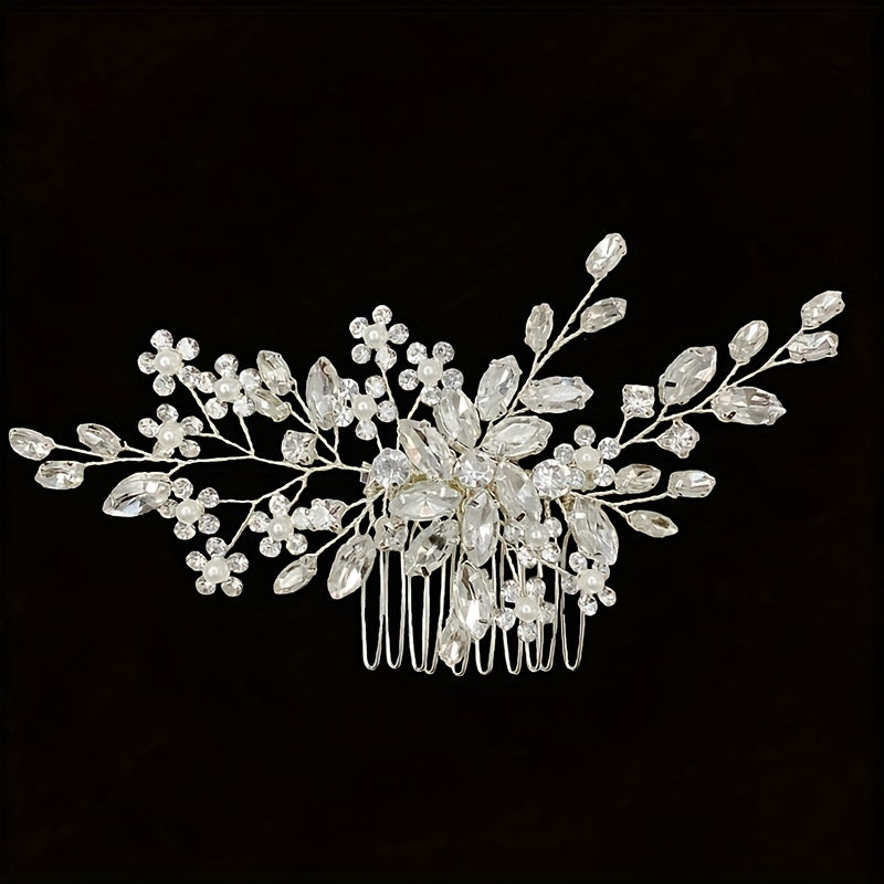 Crystal Faux Pearl Beads Hair Comb Head Jewelry Hair Accessories