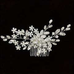 Crystal Faux Pearl Beads Hair Comb Head Jewelry Hair Accessories