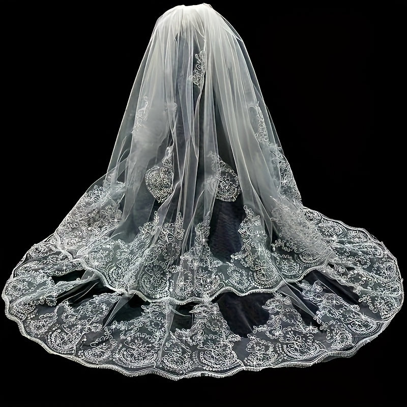Royal Court Style Double Layer Sheer Curtain Embroidered Floral Lace