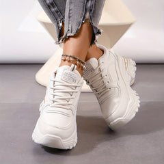 Women's Chunky Lace Up Sneakers Height Increased Casual Fashion Shoes