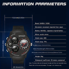 SANDA Large Dial Boy's Watch Waterproof Sports Watch