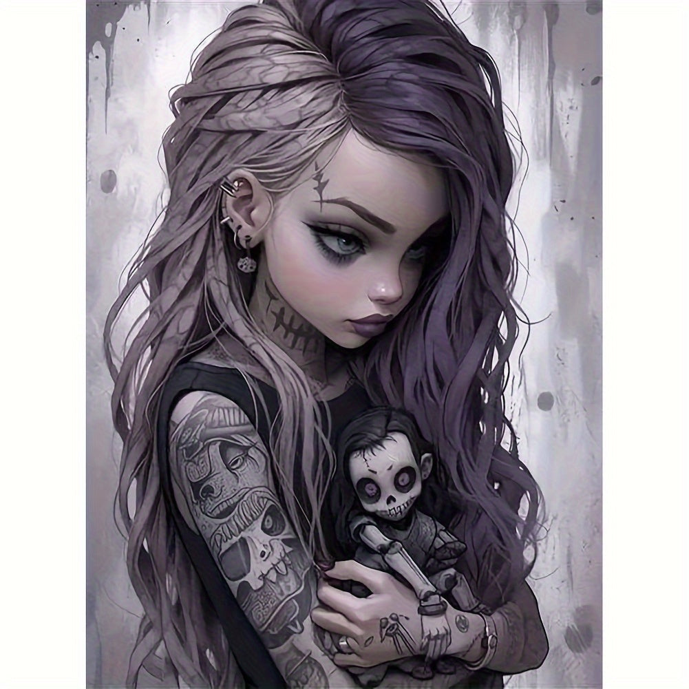 Gothic Girl 5D Diamond Painting Set for Adults, DIY Full Embroidery Painting