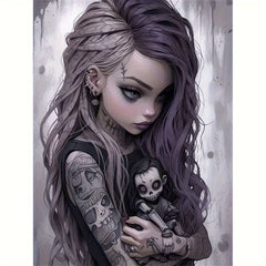 Gothic Girl 5D Diamond Painting Set for Adults, DIY Full Embroidery Painting