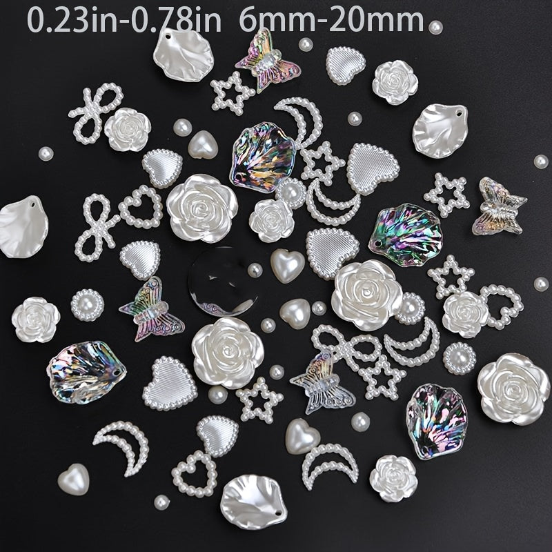 50pcs Mixed Pearl Beads Jewelry Making DIY Bracelet Necklace Phone Case Charms