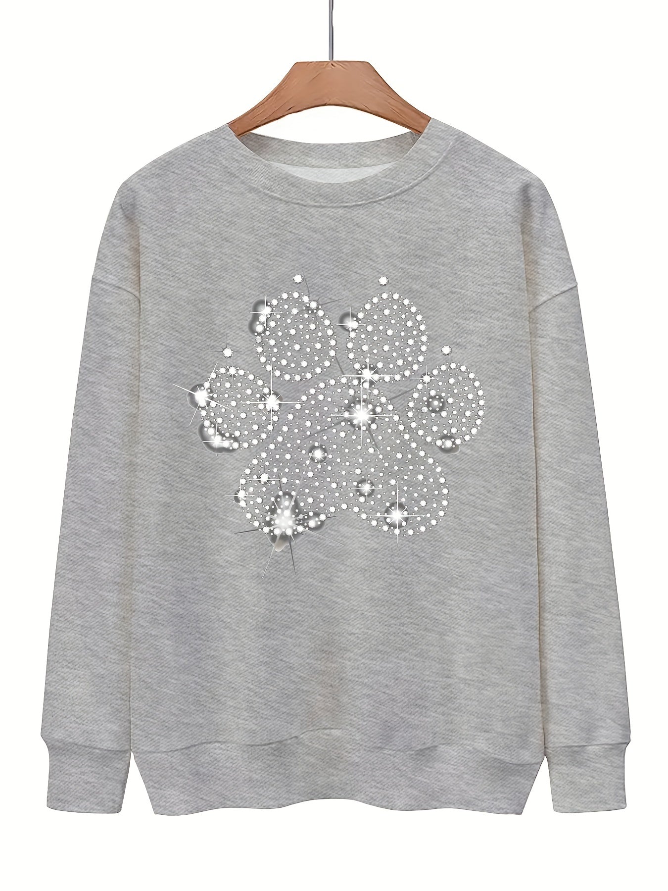 Dog Footprint Print Pullover Sweatshirt for Women