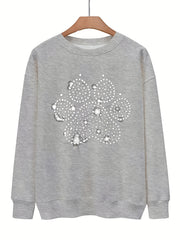 Dog Footprint Print Pullover Sweatshirt for Women