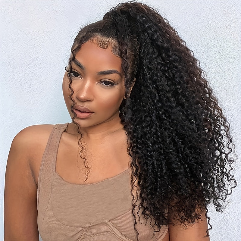Kinky Curly Human Hair Ponytail Extension 20-32-71-12 cm Natural