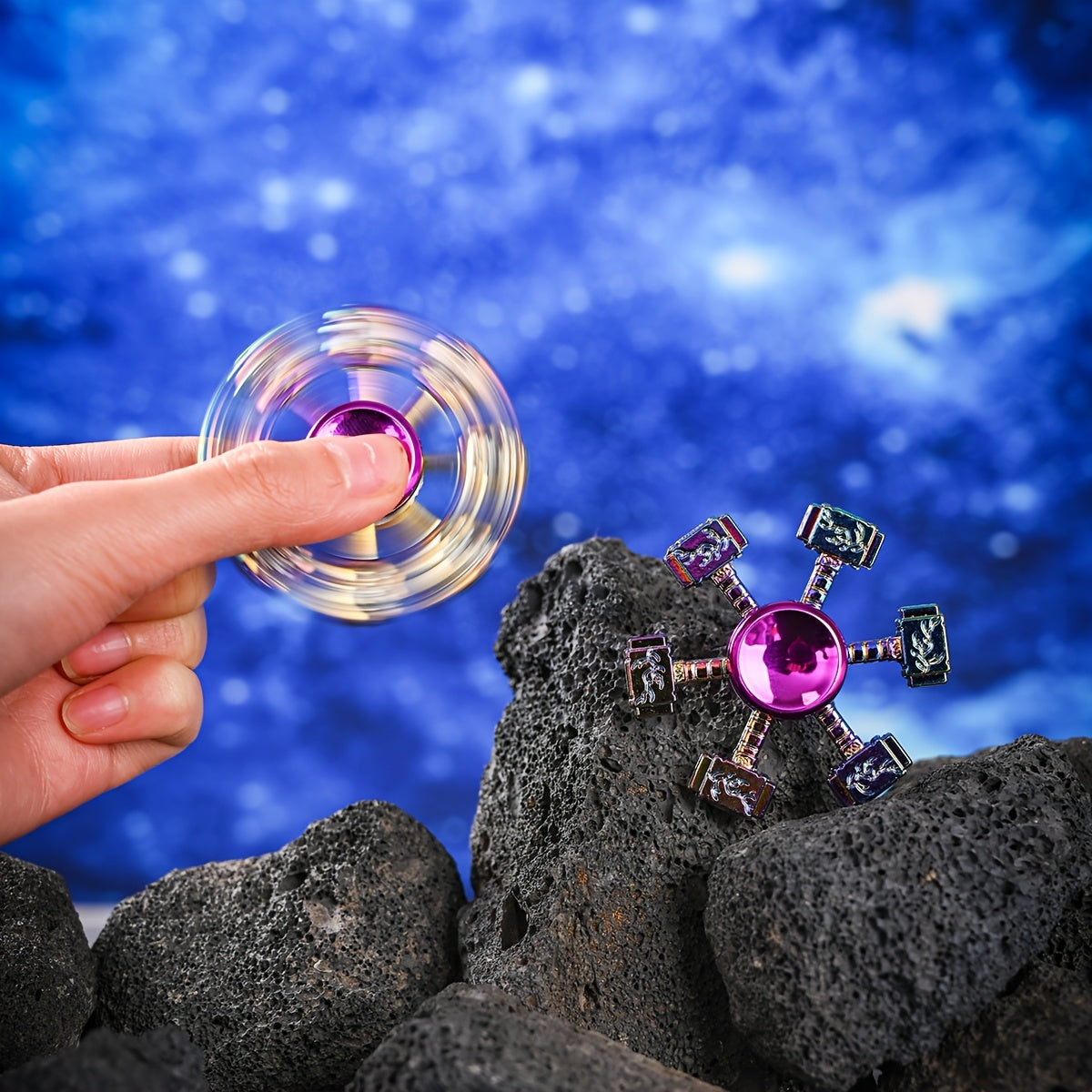 Colorful Thor's Hammer Finger Spinner Metal Fingertip Spinner