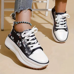 Women's Platform Canvas Lace Up Outdoor Shoes