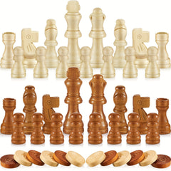 Wooden Checkers Chess Set with Storage Bag