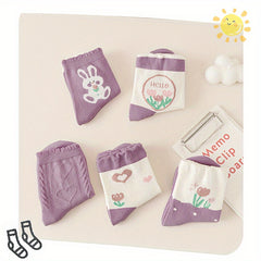 5 Pairs Boy's Pattern Knitted Crew Socks Comfy Casual Soft Socks