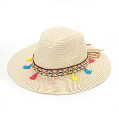 Vintage Spanish Straw Hat Tassel Rope Cowboy Hat Women