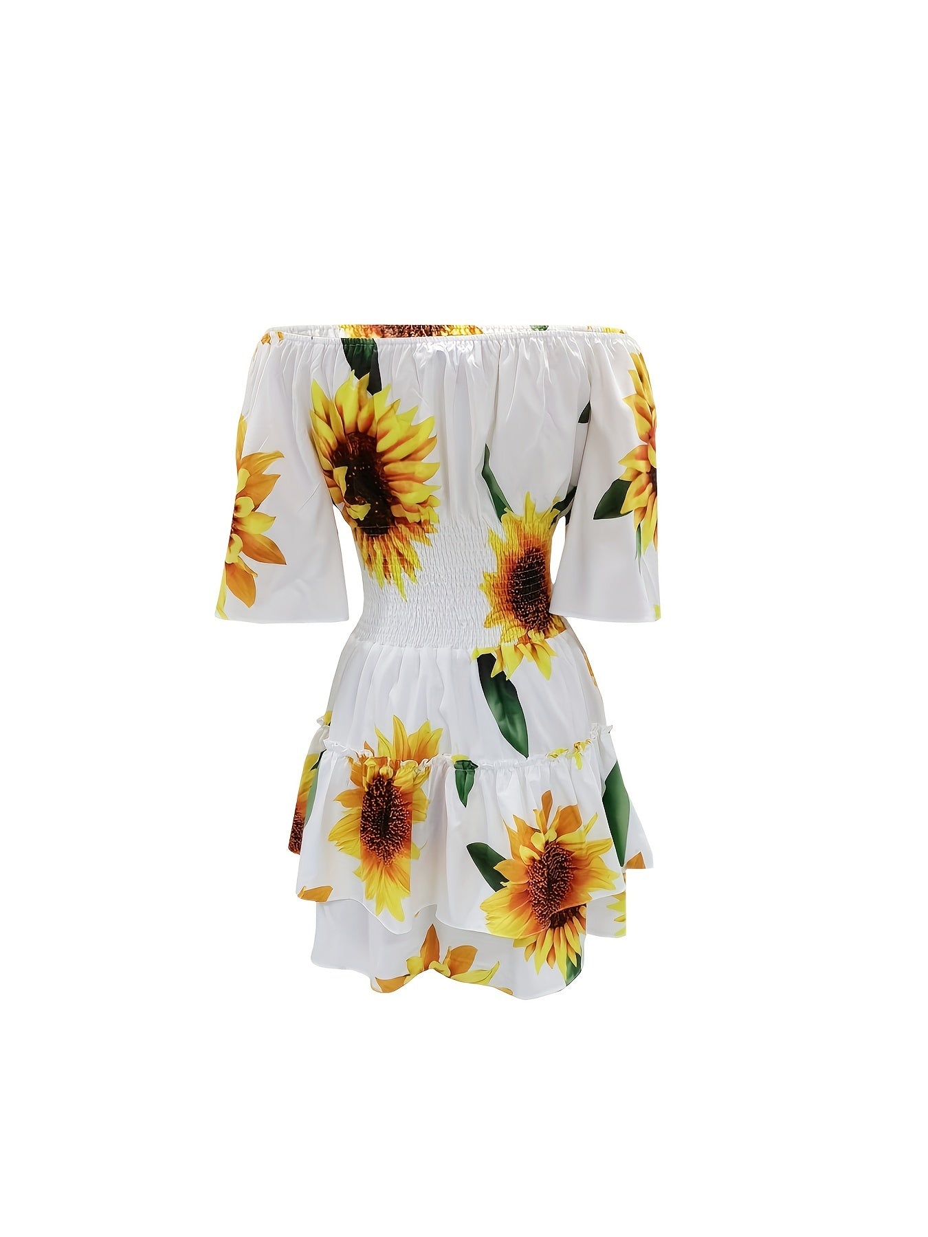 Floral Print Off Shoulder Dress Vacation Layered Dress