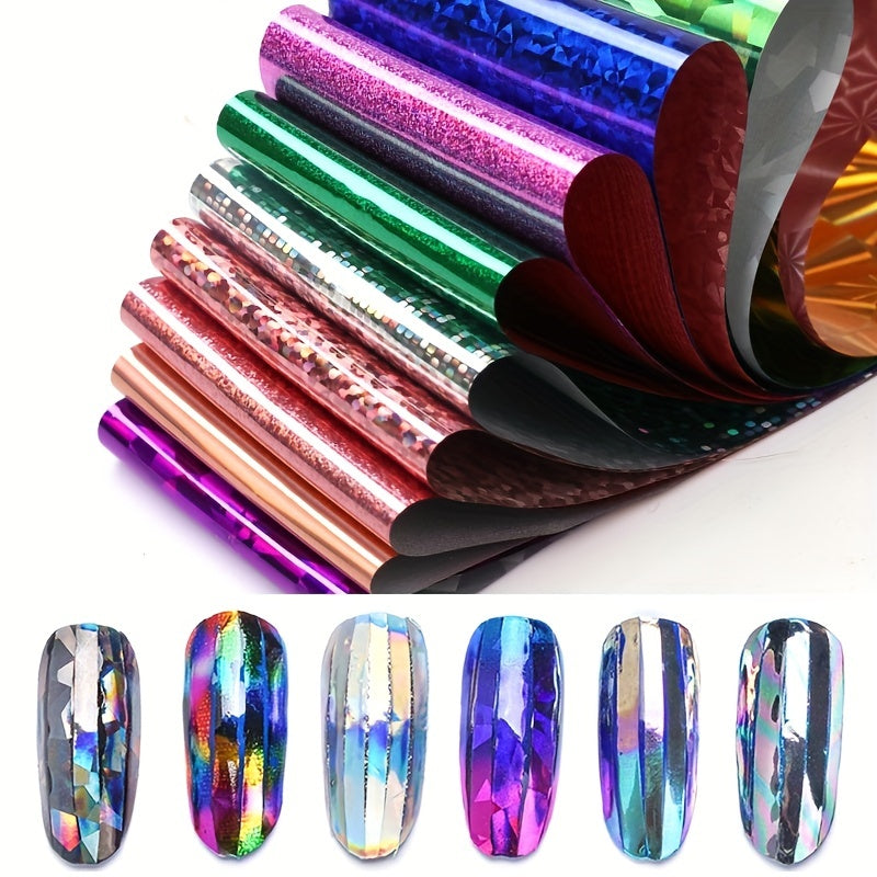 16 Sheets Nail Art Foil Transfer Set Paper Manicure Starry Nail Stickers