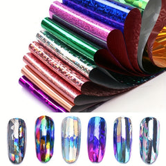 16 Sheets Nail Art Foil Transfer Set Paper Manicure Starry Nail Stickers