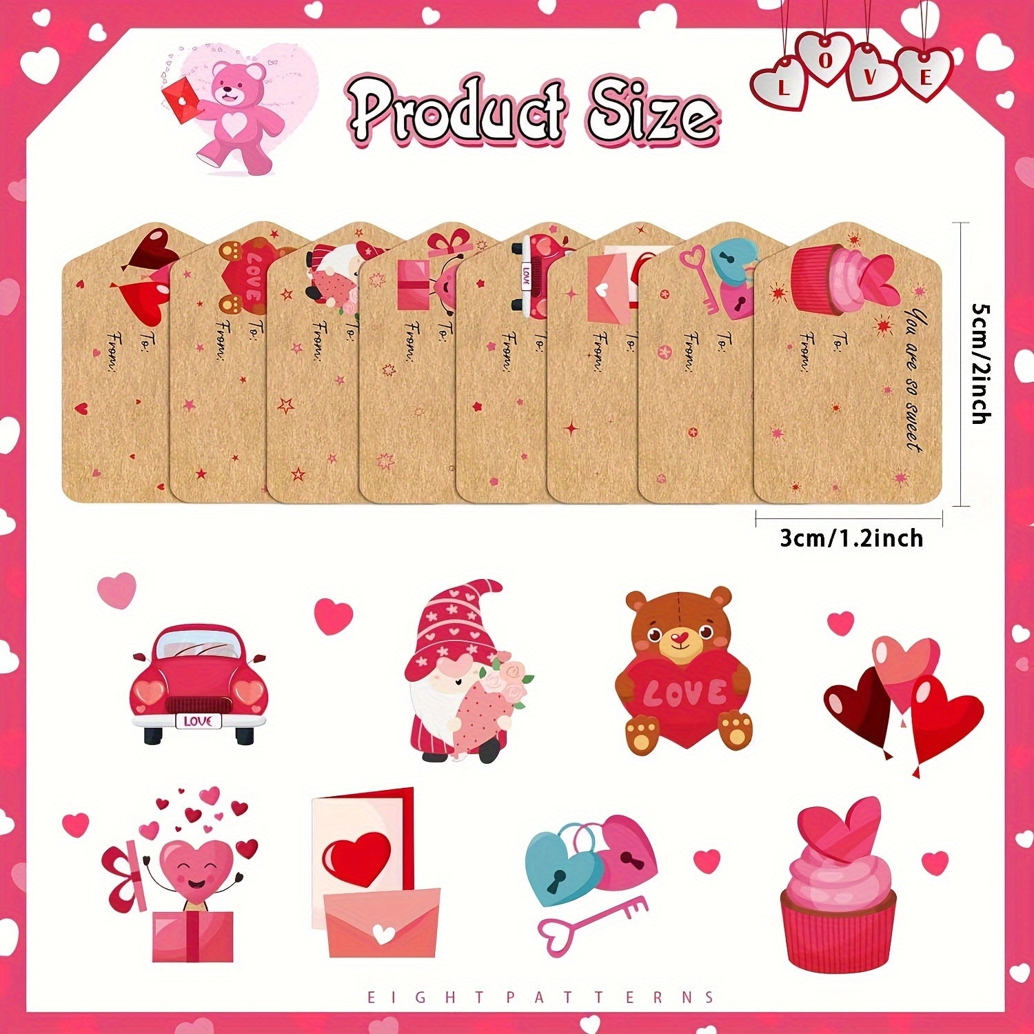 250 Heart Stickers Roll Gift Series Adhesive Labels