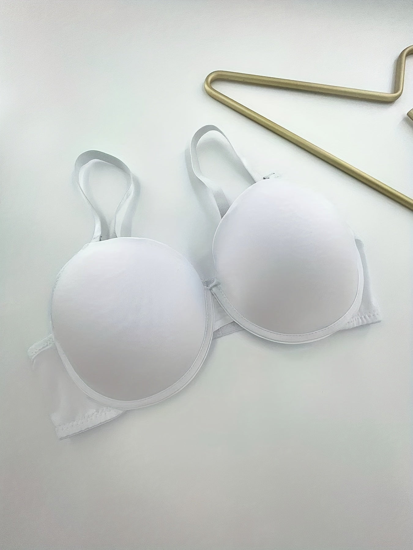 2pcs Solid T Shirt Bras Comfy & Breathable Push Up Bra
