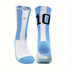 Men's Non-Slip Football Socks Thick Sweat-Absorbing Mid Calf Sports Socks