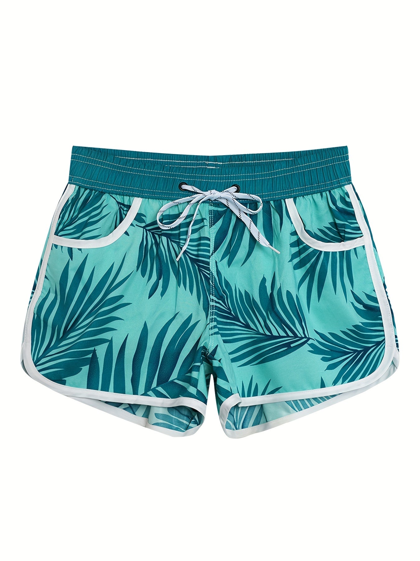 Leaf Graphic Sports Drawstring Shorts Quick Drying Beach Seaside Shorts