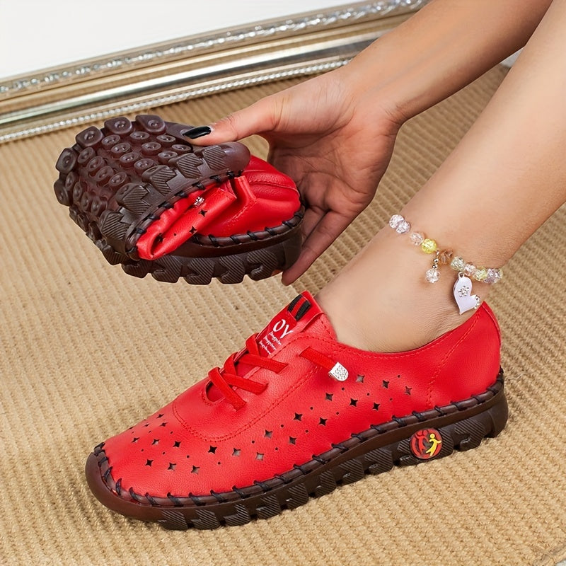Women's Hollow Out Lace Up Sneakers Soft Sole Shoes