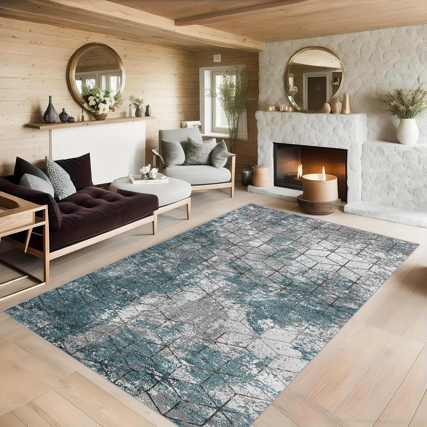 Soft Geometric Faux Cashmere Area Rug