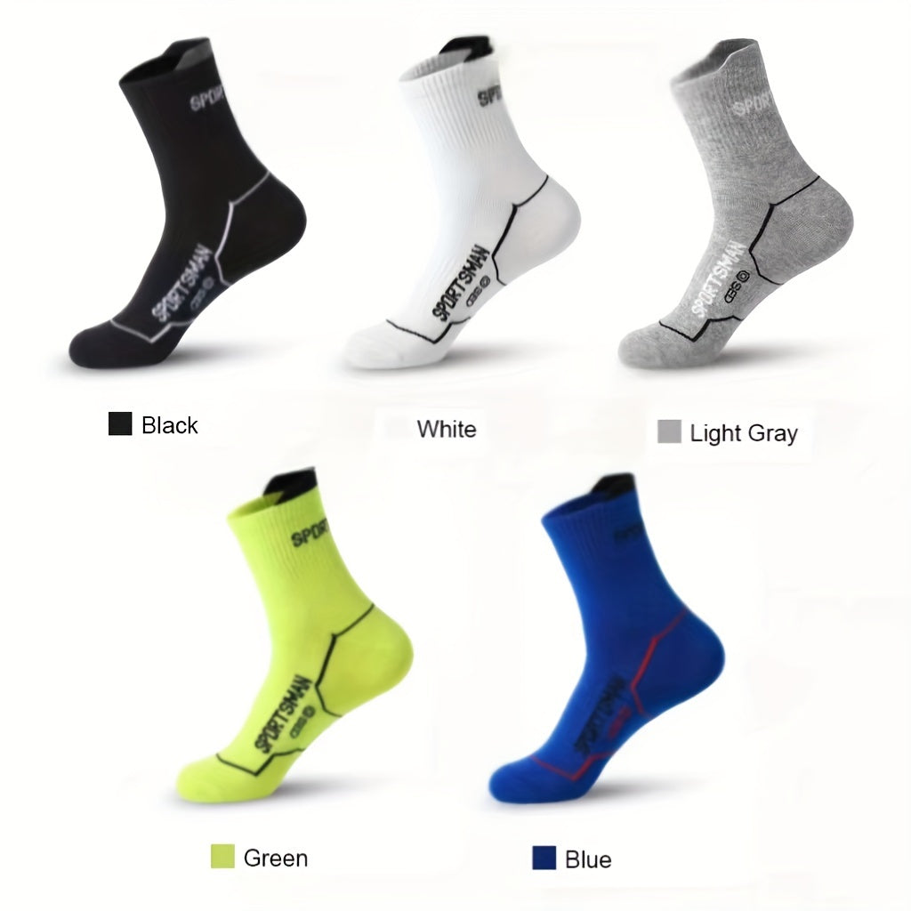 Men's Mid Calf Sports Socks for Running Cycling Fitness Basketball
