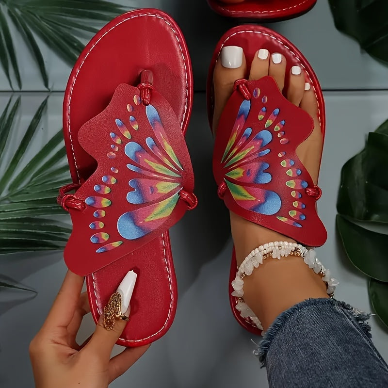 Colorful Butterfly Flat Sports Sandals Non Slip Slides Sandals