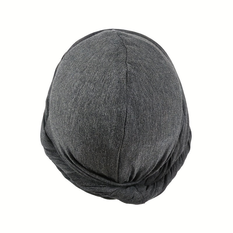 Men's Double Layer Braid Hat Turban Versatile Beanie Hat
