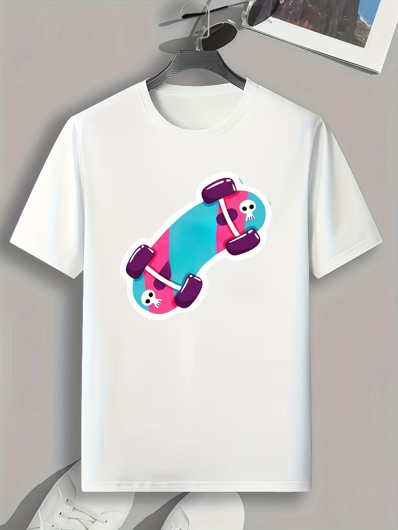 Skateboard Print Men's Graphic T shirt Casual Comfy Tees For Summer