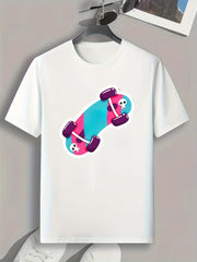 Skateboard Print Men's Graphic T shirt Casual Comfy Tees For Summer