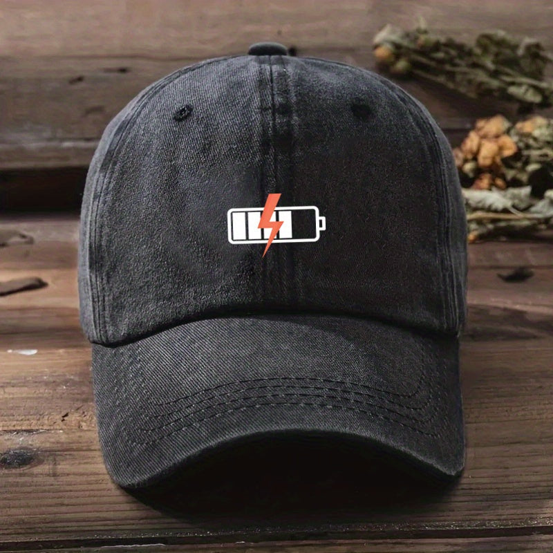 Charging Print Baseball Cap Cotton Washed Distressed Unisex Dad Hats