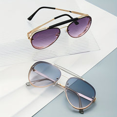 Double Bridge Aviator Sunglasses Gradient UV400 Sun Shades