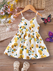 Baby Girl Flower Print Strap Dress
