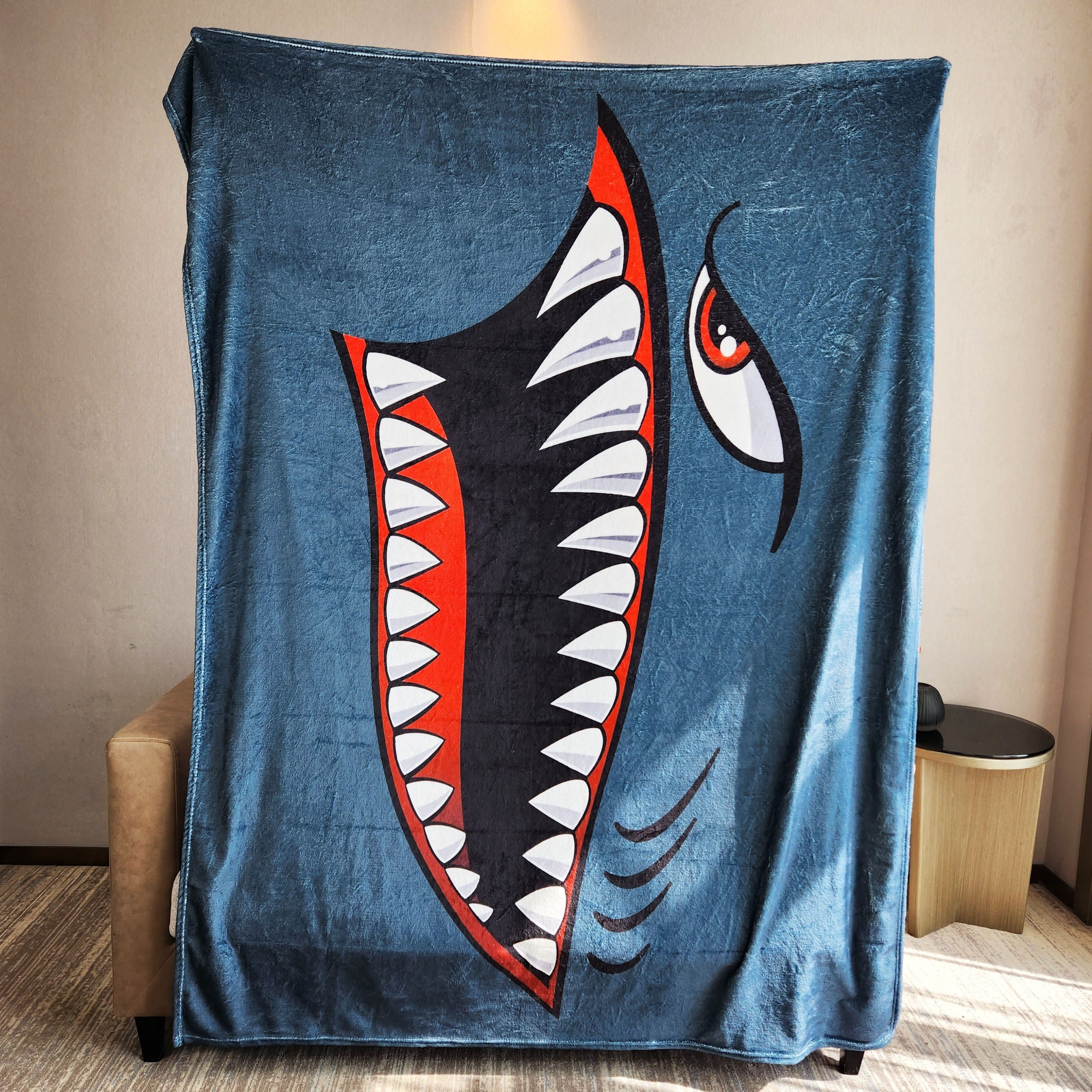 Shark Print Blanket Warm Flannel Casual Blanket