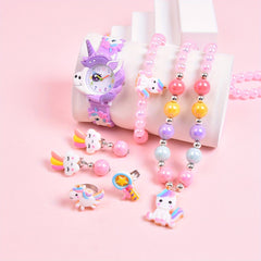 Girls Cartoon Pony Silicone Watch Band & Jewelry Set