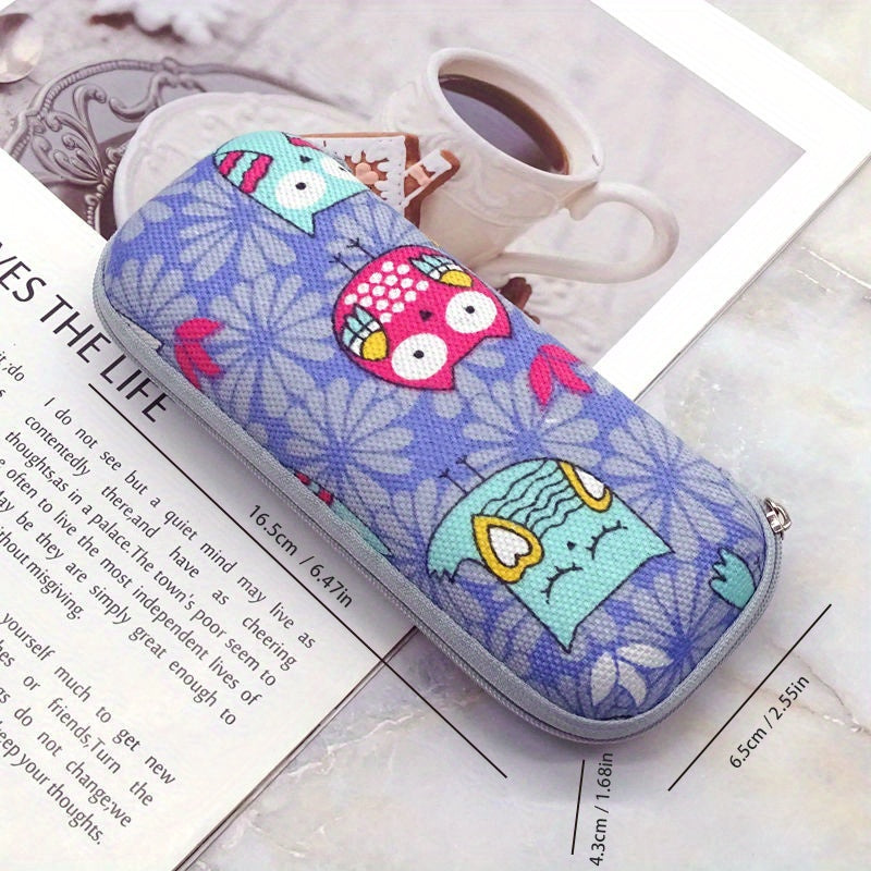 Cartoon Owl Bird Bear Print Glasses Case Sunglasses Zipper Case