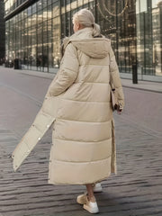 Long Puffer Coat Over The Knee Hooded Jacket Women's Clothing