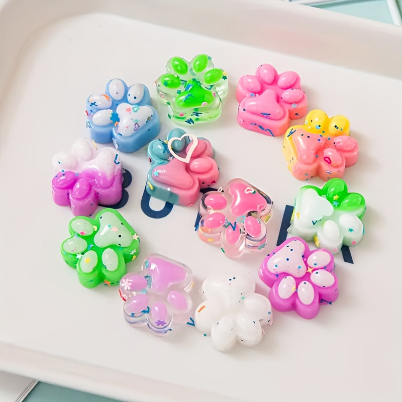 Cat Paw Squishy Toy Soft Animal Claw Glittery Confetti Hand Toy