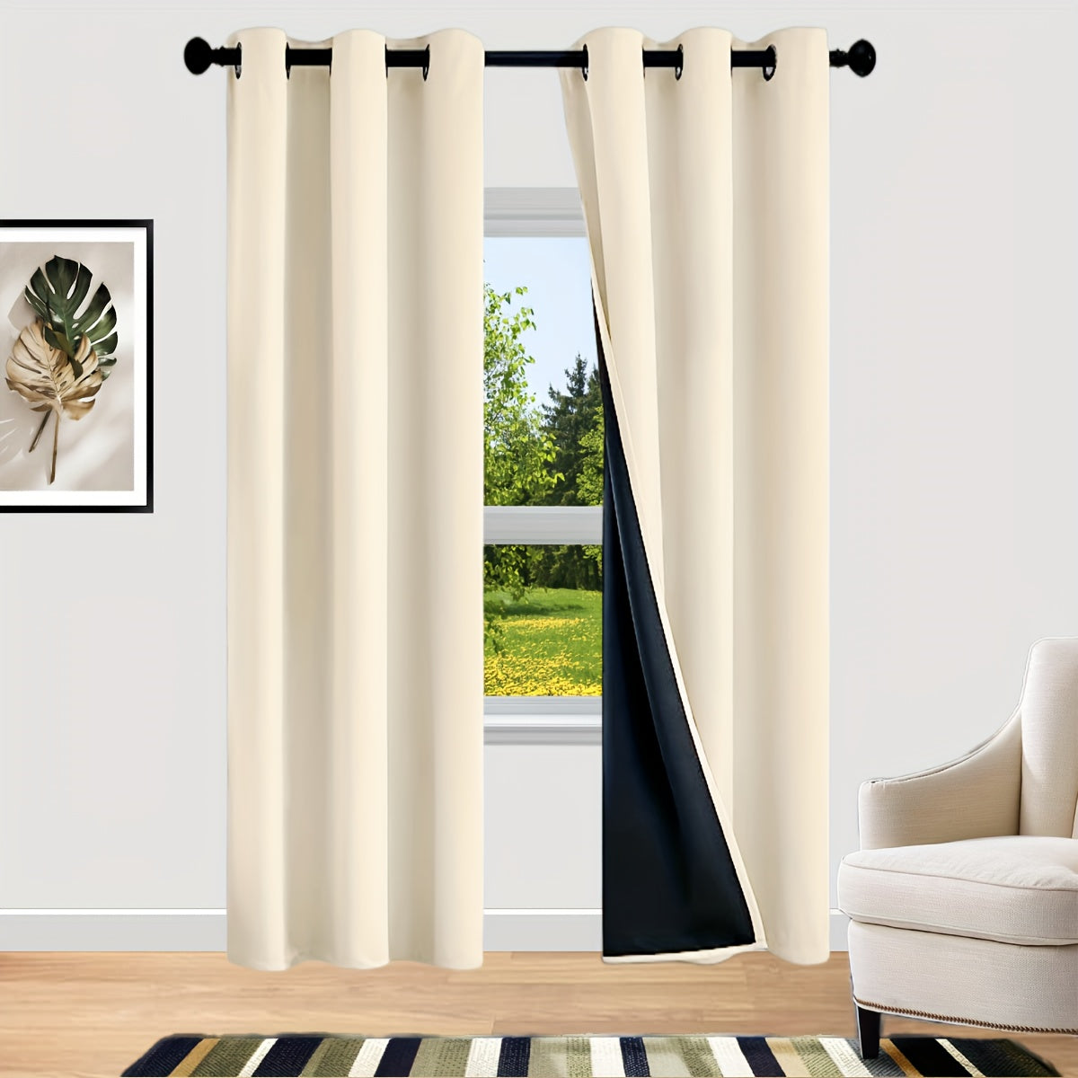2 Panels Blackout Curtains with Thermal Insulation Grommet Top